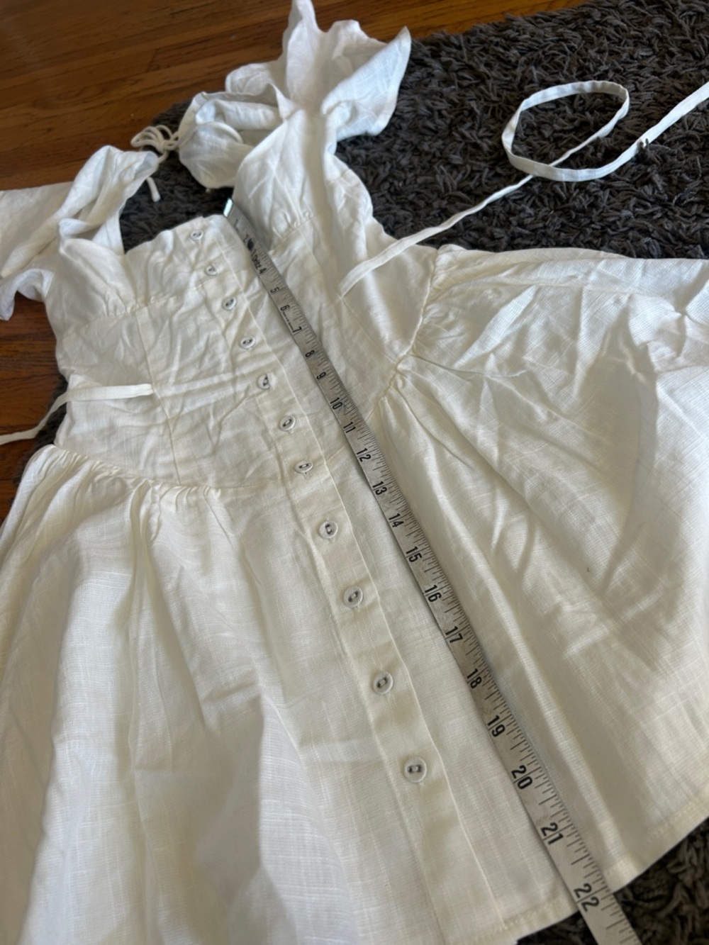 NWOT Princess Polly Forever More Mini Dress White Button-Front Puff Sleeve Sz 0 - Picture 3 of 14